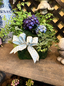 $100 Living Arrangement Flower Basket with Bow