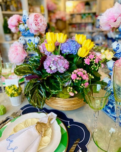 $150 Living Arrangement Flower Basket with Bow