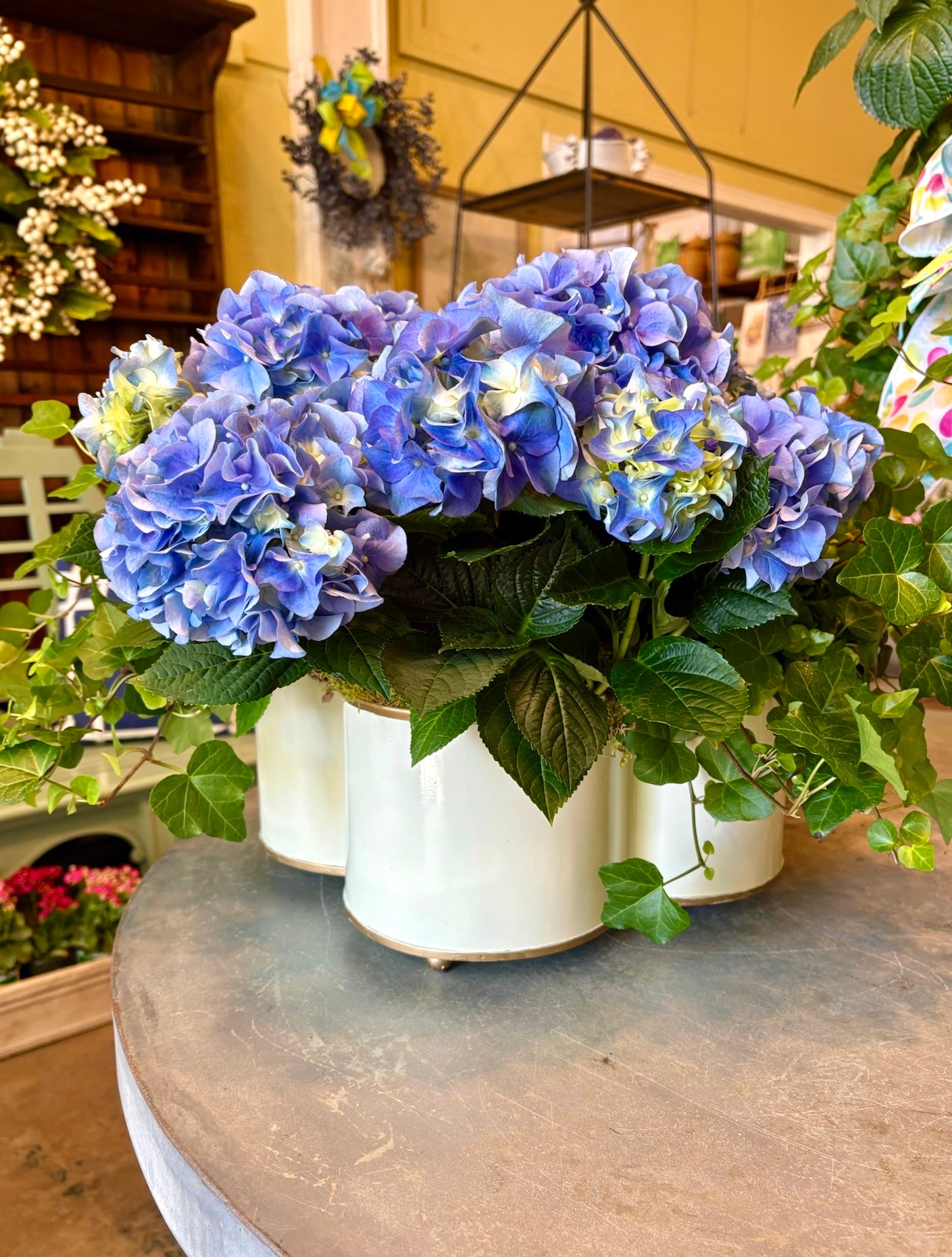 $275 Living Arrangement Flower Basket with Bow