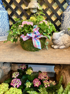 $100 Living Arrangement Flower Basket with Bow