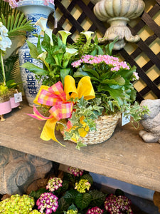 $200 Living Arrangement Flower Basket with Bow