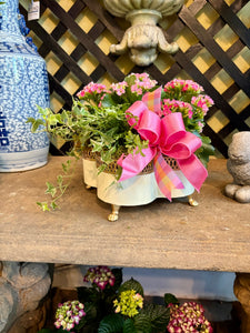 $175 Living Arrangement Flower Basket with Bow