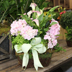 $175 Living Arrangement Flower Basket with Bow