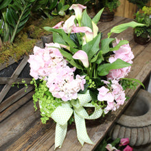 $175 Living Arrangement Flower Basket with Bow